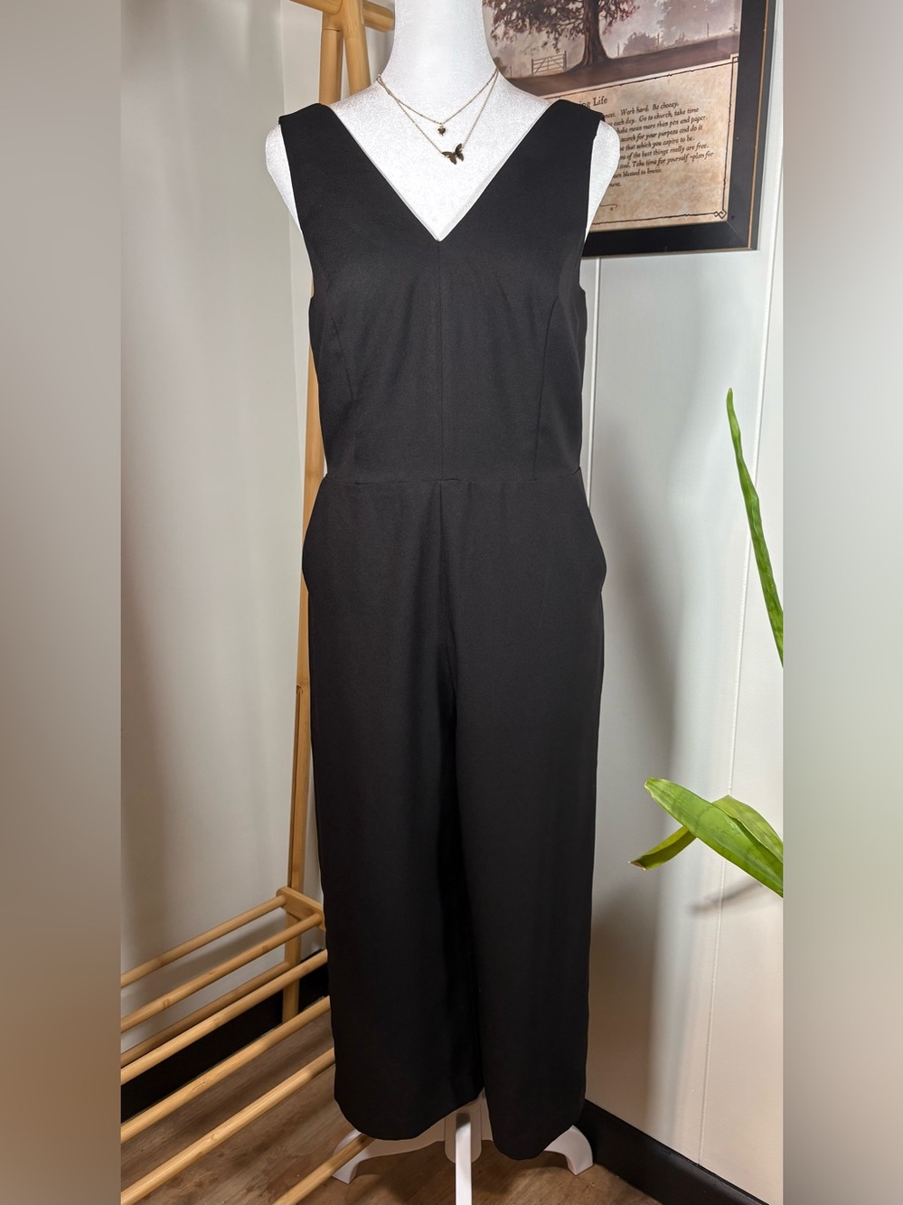 Banana Republic Black V-Neck Sleeveless Jumpsuit